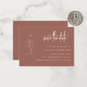 予算フローラ結婚式日付の保存招待状 ノートカード (正面/裏面インサイチュ)