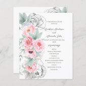 予算フローラ結婚式 プログラムカード。 (正面/裏面)