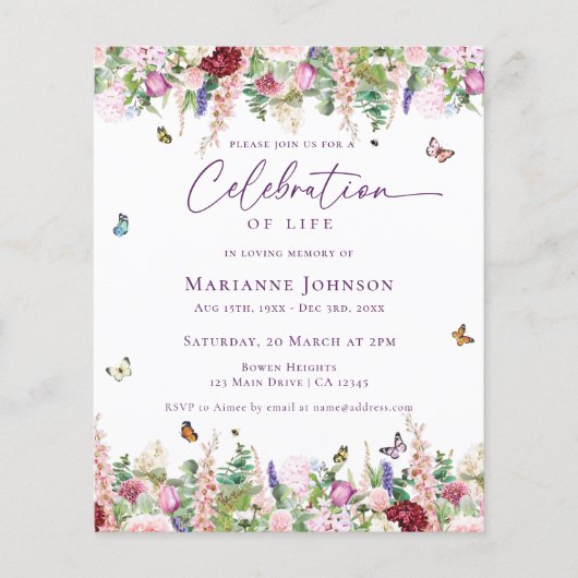 予算フローラ蝶お祝いの生活 チラシ (正面)