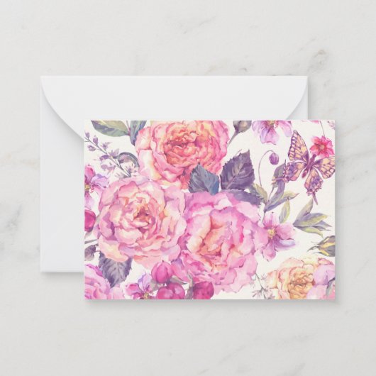 予算フローラ蝶悔やみや弔慰葬儀ありがとう ノートカード (裏面)