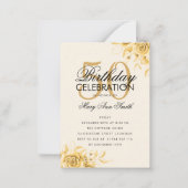 予算フローラ誕生日エレガント金ゴールド招待状クリーム ノートカード (正面)