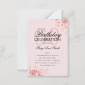 予算フローラ誕生日バラ金ゴールド招待状赤面 ノートカード (正面)