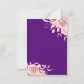 予算フローラ誕生日バラ金ゴールド&パープル招待状 ノートカード (裏面)