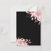 予算フローラ誕生日バラ金ゴールド&ブラック招待状 ノートカード (裏面)
