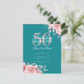 予算フローラ誕生日パーティバラ金ゴールドティール(緑がかった色) 招待状 (スタンド正面)