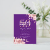 予算フローラ誕生日パーティーバラ金ゴールド紫 招待状 (スタンド正面)