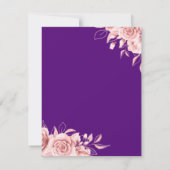 予算フローラ誕生日パーティーバラ金ゴールド紫 招待状 (裏面)