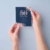 予算フローラ誕生日パーティーバラ金ゴールド&ネイビー チラシ (手)