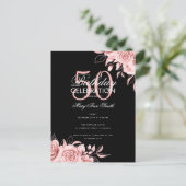 予算フローラ誕生日パーティーバラ金ゴールド&ブラック ポストカード (スタンド正面)