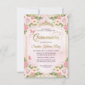 予算フローラ赤面ピンク金ゴールドグリッターキンセアニラ ノートカード (正面)