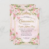 予算フローラ赤面ピンク金ゴールドグリッターキンセアニラ ノートカード (正面/裏面)