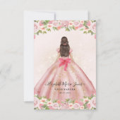 予算フローラ赤面ピンク金ゴールドプリンセスキンセアニェラ ノートカード (裏面)