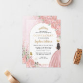 予算フローラ赤面ピンク金ゴールドプリンセスキンセアニェラ ノートカード (正面/裏面インサイチュ)