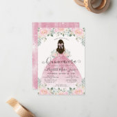 予算フローラ赤面ピンク15th誕生日キンセアニェラ ノートカード (正面/裏面インサイチュ)