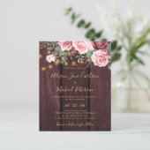 予算フローラ金ゴールドバーガンディ結婚式招待状 (スタンド正面)