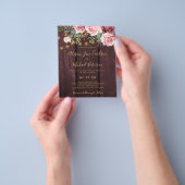 予算フローラ金ゴールドバーガンディ結婚式招待状 チラシ (手)