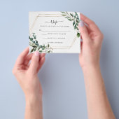 予算フローラ金ゴールドフレームRSVPカード | チラシ (手)