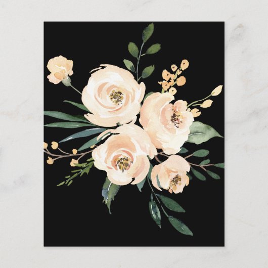 予算フローラ金ゴールドブラック結婚式招待状フライヤー チラシ (裏面)