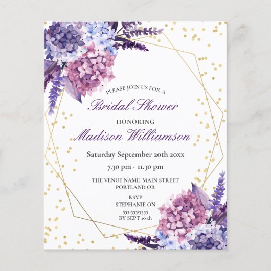 予算フローラ金ゴールド幾何学的ブライダルシャワー (正面)