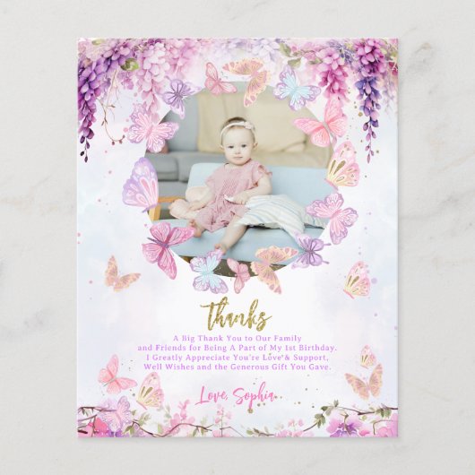 予算フローラ金ゴールド蝶子供の誕生日写真 (正面)