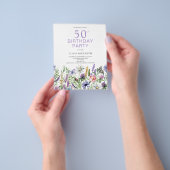 予算フローラ50番目の誕生日招待状 チラシ (手)
