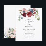 予算フローラ60th誕生日ユーカリ招待状<br><div class="desc">フローラ60誕生日ブルゴーニュ赤面誕生会カスタマイズへの招待は、の「パーソナライズ」ボタンを使用してクリック、ほとんどの誕生日に簡単に行うことができる。バーガンエレガントディ、ほこりっぽいブルー、ユーカリの緑と赤面ピンクの花とスクリプトとタイポグラフィを備えモダンている。ヒント：このデザインで店のパーティー用品のコレクションをチェックするもしと、紙プレート、紙ナプキンなどのアイテムのための調整されたパーティー用品を好む</div>