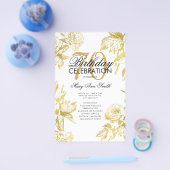 予算フローラ70番目の誕生日プログラム金ゴールドメニュー チラシ (シングル)