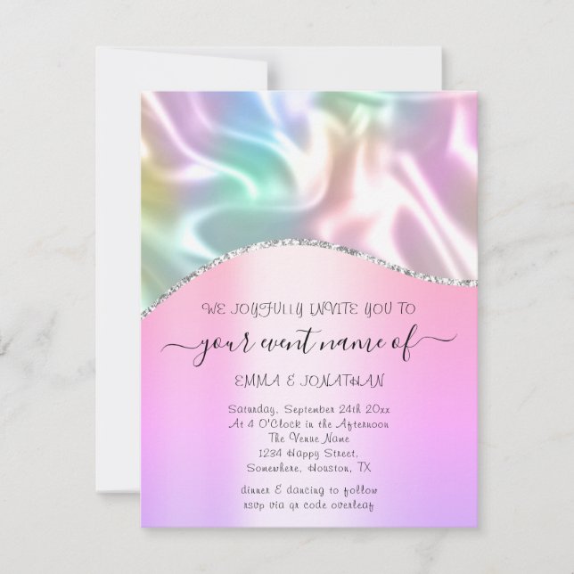 予算フローラQRコードピンクホログラフィック (正面)