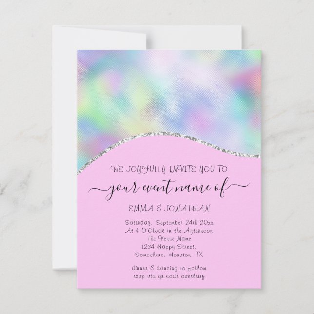 予算フローラQRコードピンクホログラフ波 (正面)