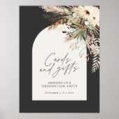 予算ブライダルシャワーのパンパスカードとギフトブラック ポスター (正面)