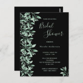 予算ブライダルシャワーの黒い緑の招待 ポストカード (正面/裏面)