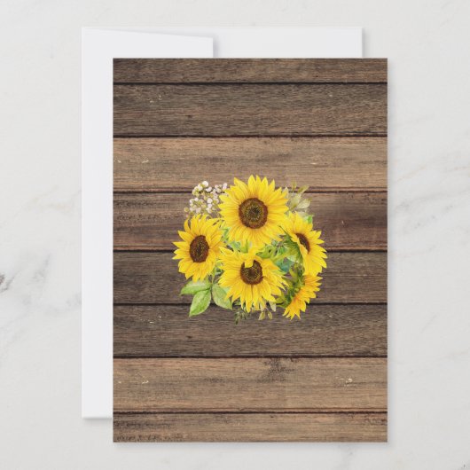 予算ブライダルシャワーひまわり素朴招待状F 招待状 (裏面)