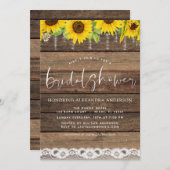 予算ブライダルシャワーひまわり素朴招待状F 招待状 (正面/裏面)