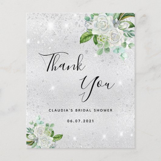 予算ブライダルシャワーシルバーホワイトフローラありがとう (正面)