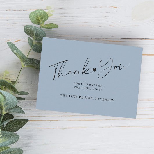 予算ブライダルシャワースクリプトのダスティブルー感謝していユー ノートカード