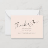 予算ブライダルシャワースクリプト赤面ピンクユー ノートカード (正面)