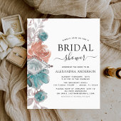 予算ブライダルシャワーターコイズピンク招待状