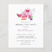 予算ブライダルシャワーティーパーティーピンクティーポットのスクリプト (正面)