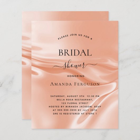 予算ブライダルシャワーバラ金ゴールドサテンシルク (正面/裏面)