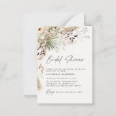 予算ブライダルシャワーパンパスグラスへの招待 ノートカード (正面)