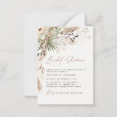 予算ブライダルシャワーパンパスグラスボホ招待 ノートカード (正面)