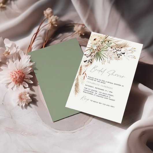 予算ブライダルシャワーパンパスグラモダンス招待 ノートカード