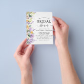 予算ブライダルシャワーパープルグリーンリー招待状 チラシ (手)