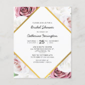 予算ブライダルシャワーピンクフローラ金ゴールドフレーム (正面)