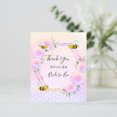 予算ブライダルシャワーピンク紫サンキューカード (スタンド正面)