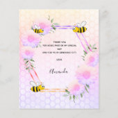 予算ブライダルシャワーピンク紫サンキューカード (裏面)