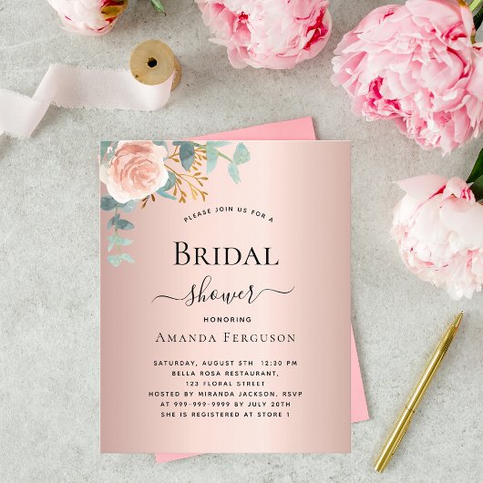 予算ブライダルシャワーフローラバラ金ゴールドユーカリ