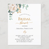 予算ブライダルシャワーフローラユーカリ招待状 (正面)