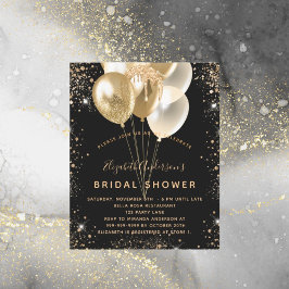 予算ブライダルシャワーブラック金ゴールドグリッターバルーン