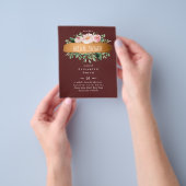 予算ブライダルシャワーブルゴーニュフローラ金ゴールド モダン チラシ (手)